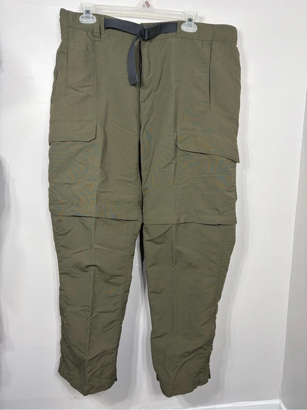 The North Face Men’s Convertible Cargo Hiking Pants Olive Green‎ Zip Off Belted